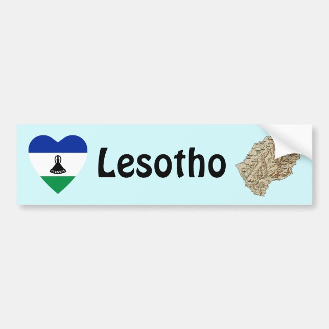 Lesotho Flag Herz + Karte Autoaufkleber (Vorne)