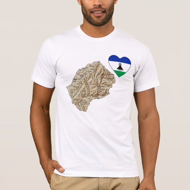 Lesotho Flag Herz und T - Shirt Karte (Vorderseite)