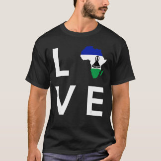 Lesotho Flag Liebe Afrika Kontinentale Silhouette  T-Shirt