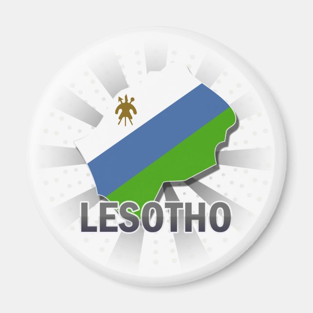 Lesotho Flag Map 2.0 Magnet (Vorne)