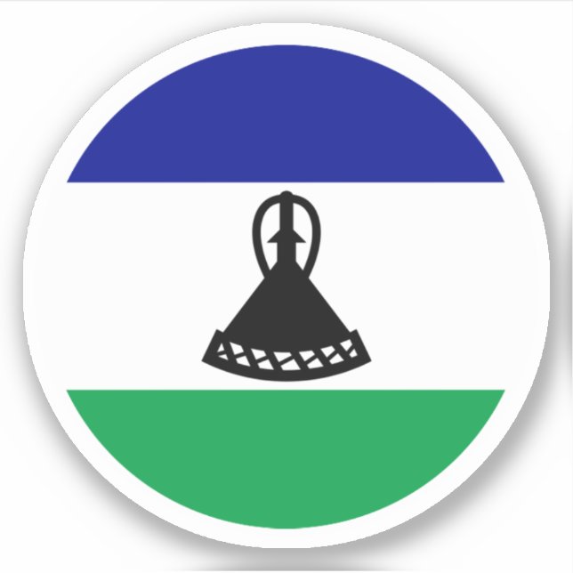 Lesotho Flag Round Sticker (Vorderseite)