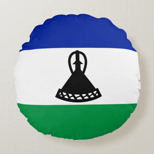 Lesotho Flag Rundes Kissen (Vorderseite)