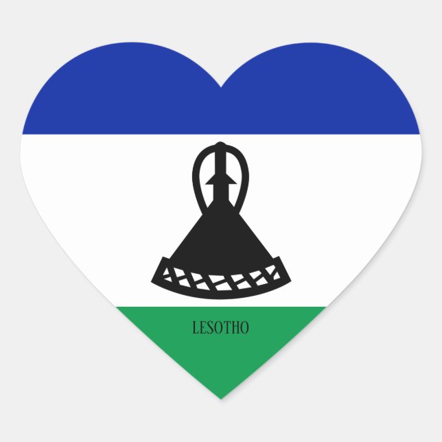Lesotho Flag Splendid Patriotic Herz-Aufkleber (Vorderseite)