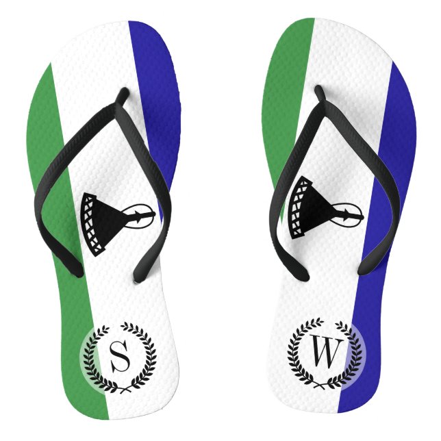 Lesotho-Flagge Flip Flops (Fußbett)