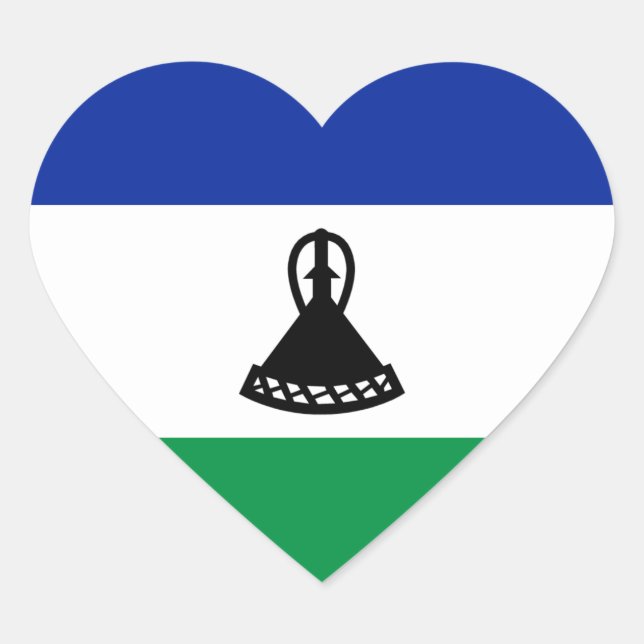 Lesotho-Flagge Herz-Aufkleber (Vorderseite)