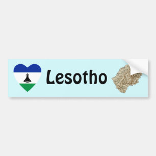Lesotho-Flagge Herz + Karte Aufkleber Autoaufkleber