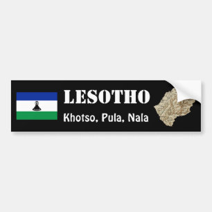 Lesotho-Flagge + Kartennummer Autoaufkleber