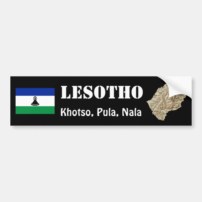 Lesotho-Flagge + Kartennummer Autoaufkleber (Vorne)