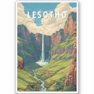 Lesotho Illustration Reise Kunst Vintage Aufkleber