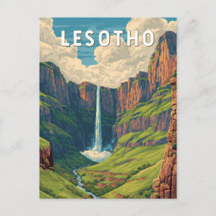 Lesotho Illustration Reise Kunst Vintage Postkarte