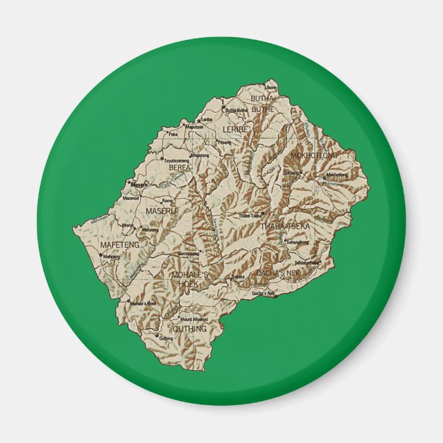 Lesotho-Kartenmagnet Magnet (Vorne)
