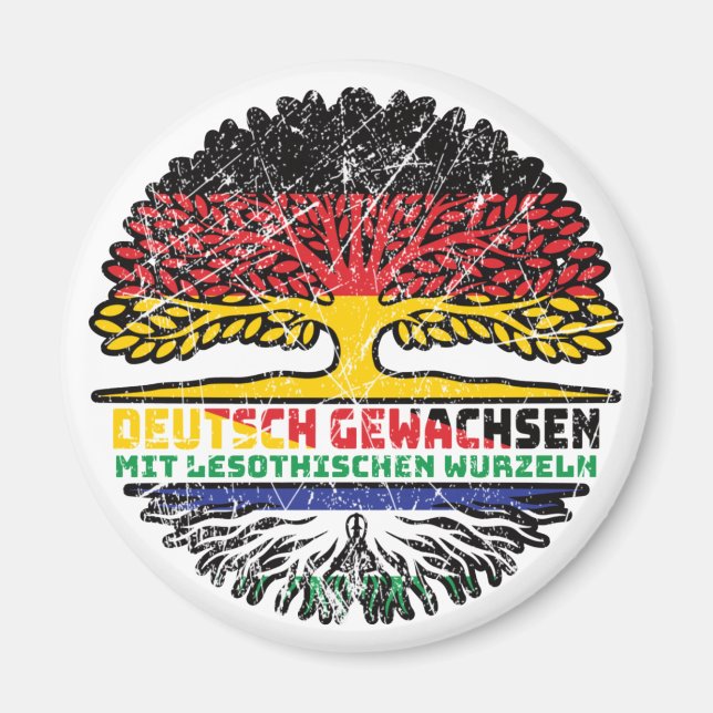 Lesotho Lesothisch Deutsch Deutschland Baum Wurzel Magnet (Vorne)
