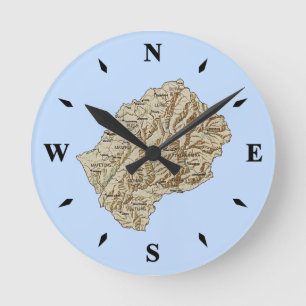 Lesotho Map Clock Runde Wanduhr
