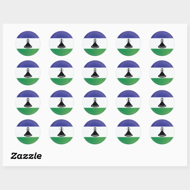 Lesotho Round Icon Flag Runder Aufkleber (Blatt)