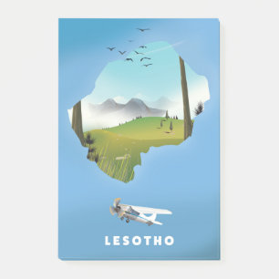 Lesotho Südafrika Ski-Plakat Post-it Klebezettel