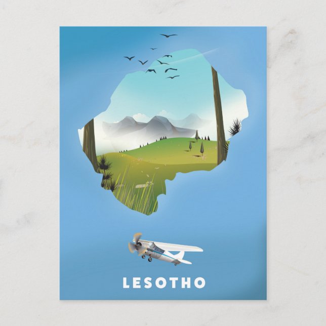 Lesotho Südafrika Skipposter Postkarte (Vorderseite)