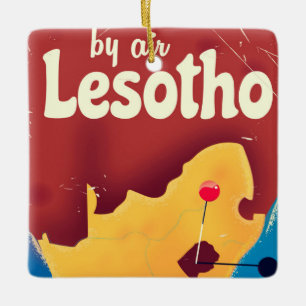 Lesotho Vintage Reiseplakat Keramikornament