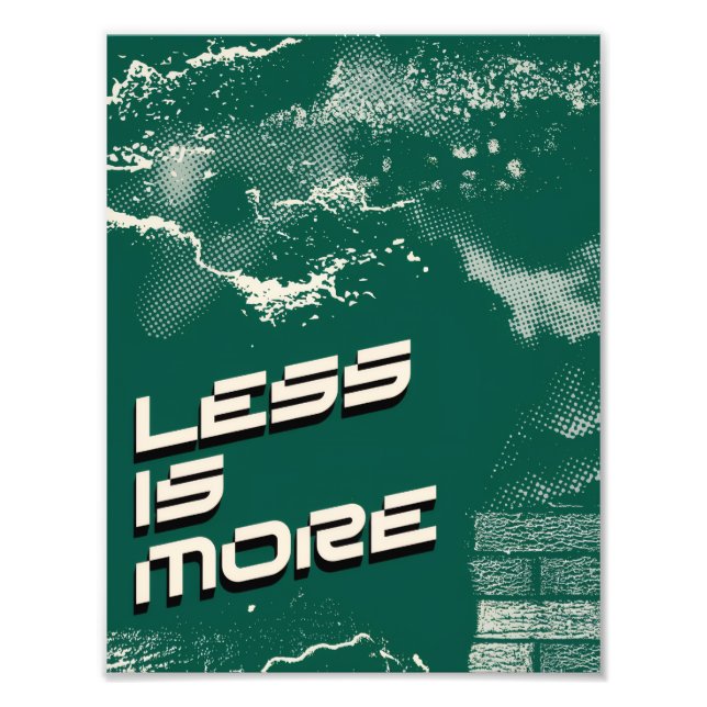 Less Is More – Minimalist Green & White Poster (Vorne)
