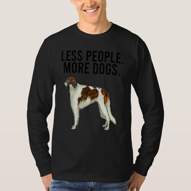 Less People More Dogs Borzoi Introvert T-Shirt (Vorderseite)
