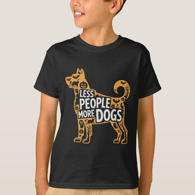 Less People More Dogs Funny Halloween  T-Shirt (Vorderseite)