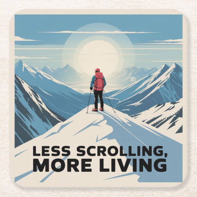 Less Scrolling, More Living Rechteckiger Pappuntersetzer (Vorderseite)