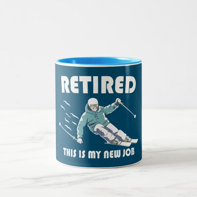 Lest dies ist mein neuer Job Skifahren Zweifarbige Tasse (Mittel)
