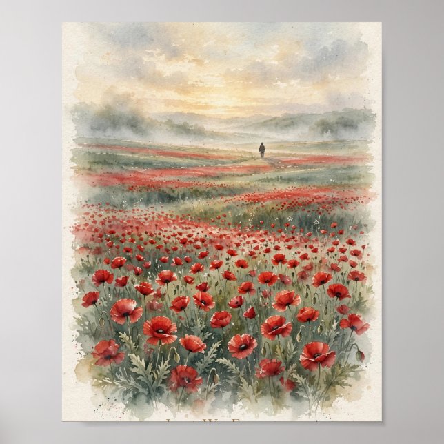 Lest We Forget Gedenkmohn Aquarell Poster (Vorne)
