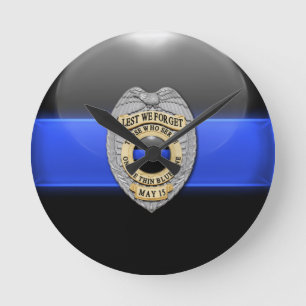 Lest we vergiss - Thin Blue Line Abzeichen Runde Wanduhr