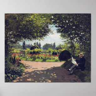Lesung Adolphe Monet im Garten, 1866 Poster