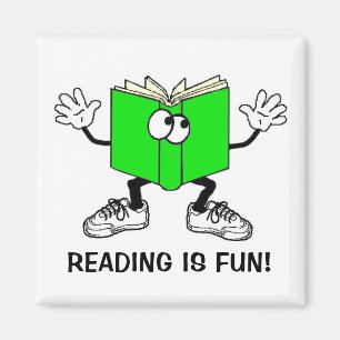 "Lesung ist Spaß! "Kühlschrankmagnet QUADRAT Magnet