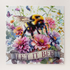 Let It Bee – Watercolor Bumblebee Spring Floral Puzzle