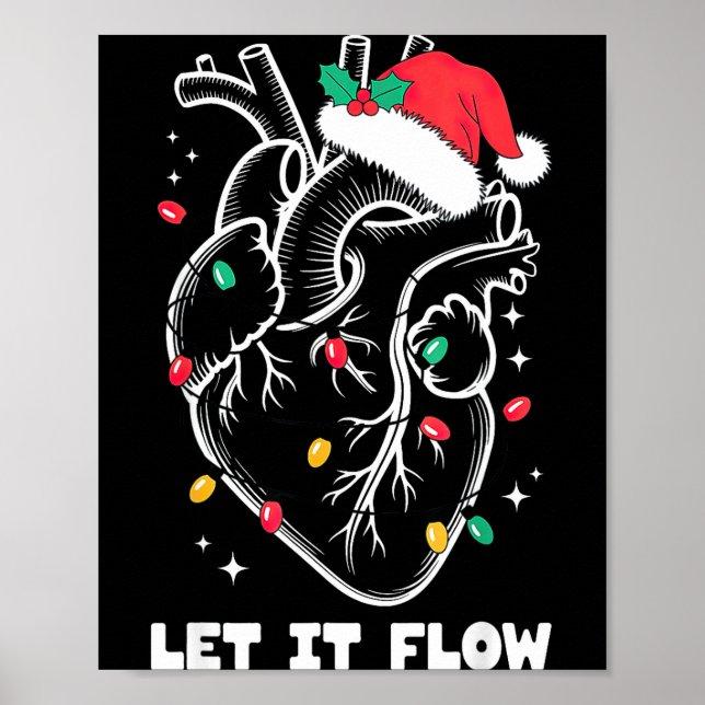 Let It Flow Anatomy Heart Santa Xmas  Poster (Vorne)