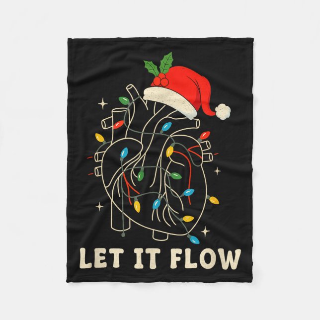 Let It Flow Funny Anatomical Heart Christmas, Medi Fleecedecke (Vorderseite)
