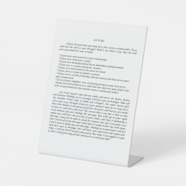 Let it go Desk art Sockelschild (Vorderseite)