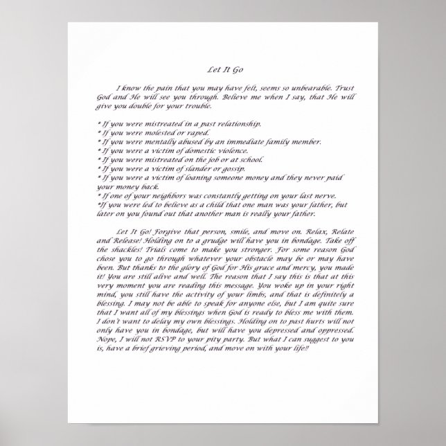 Let It Go Poster (Vorne)