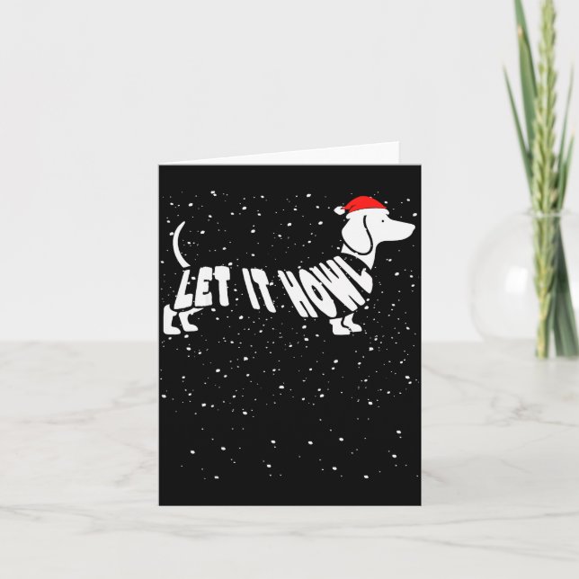 Let It Howl Snow Funny Pun Winter Dachshund Mom Ch Karte (Vorderseite)