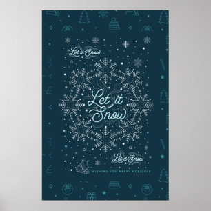 Let It Snow Christmas Poster 24x36 / Schwarz
