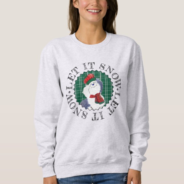 Let It Snow Cute Cozy Sheepdog Winter Women Sweatshirt (Vorderseite)