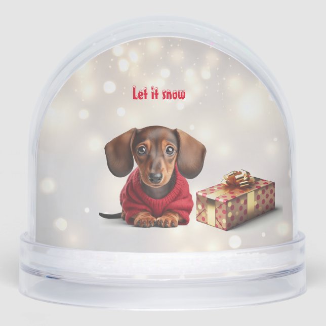Let It Snow Dachshund Snow Globe Schneekugeln (Vorderseite)