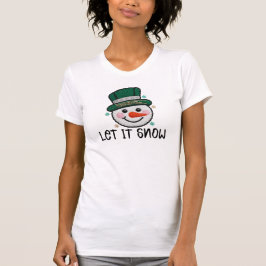 Let It Snow, Faux Crochet Snowman T-Shirt
