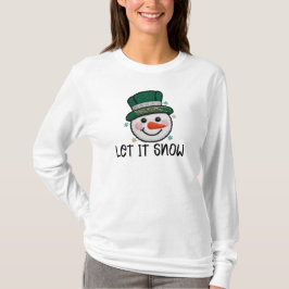 Let It Snow, Faux Crochet Snowman T-Shirt