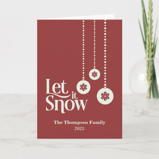 "Let it Snow" Red Christmas Karte (Vorderseite)