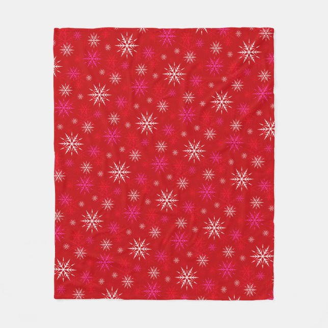 "Let it Snow" Red Snowflake Muster Fleece Blankon (Vorderseite)