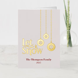 "Let it Snow" - Rosa Faltenfoil-Urlaubskarte