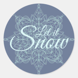 "Let it Snow" Snowflake Design in Blau Runder Aufkleber