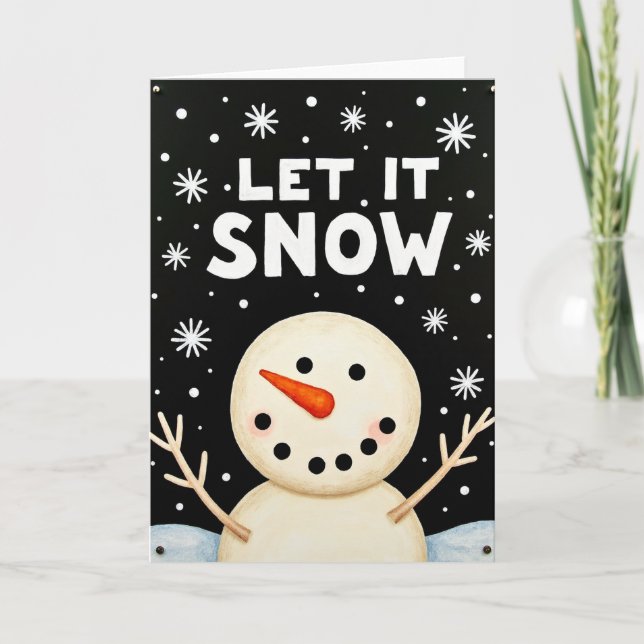 Let It Snow Snowman Card Karte (Vorderseite)