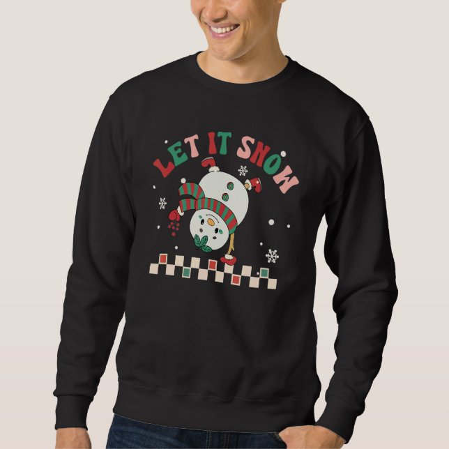 Let It Snow Snowman Groovy Retro Christmas Holiday Sweatshirt (Vorderseite)