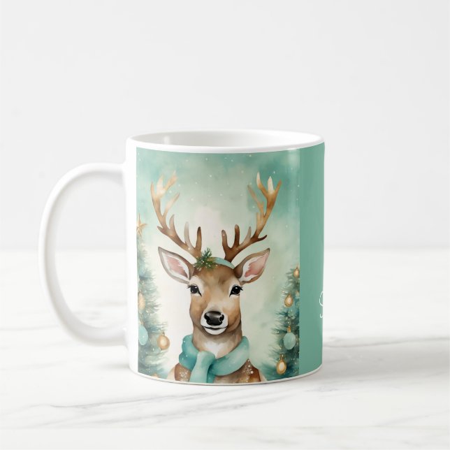 "Let It Snow" Turquoise & Gold Cozy Christmas Kaffeetasse (Links)