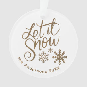 "Let it Snow" Weihnachts Gold Glitzer Foto Ornament
