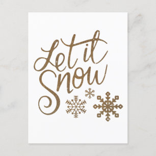 "Let it Snow" Weihnachts-Gold-Glitzer Postkarte